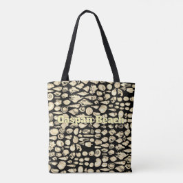 Bolso De Tela Mar de Conchas -Personalizado Negro