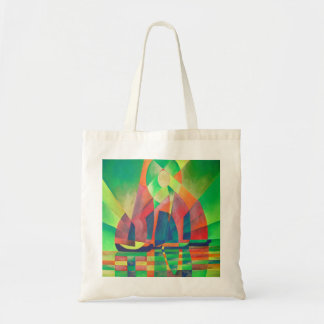 Bolso De Tela Mar de Verde con basura abstracta cubista