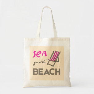Bolso De Tela Mar en la playa Pink Sunbed vacaciones de verano