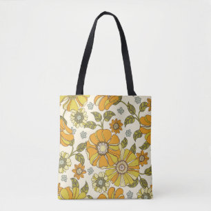 Bolso De Tela Mar vintage floral colorido a gran escala