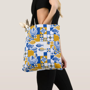 Bolso De Tela Mar y baldosas