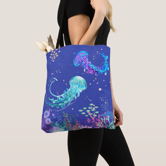 Bolso De Tela Maravillosa medusa subacuática (Detalle)
