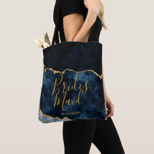 Bolso De Tela Marble de Relieve metalizado dorado y azul de la m