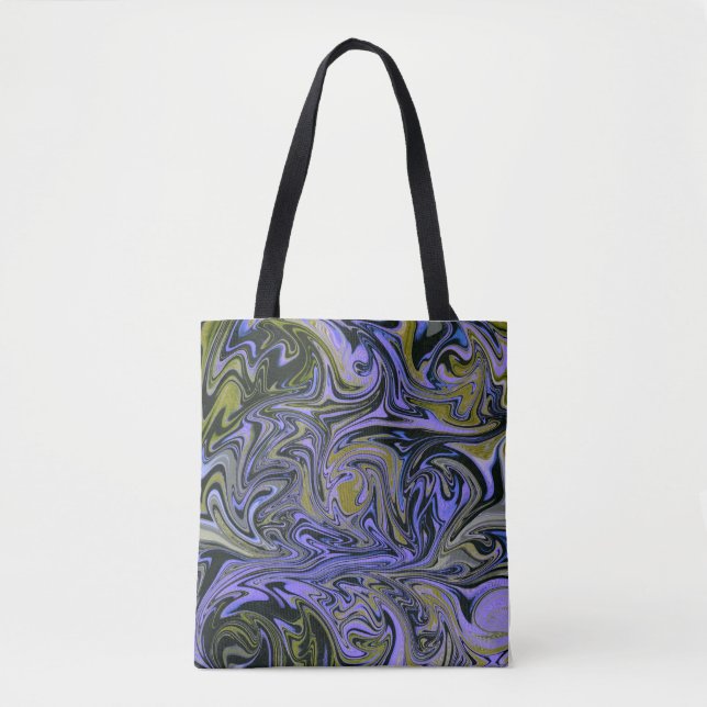Bolso De Tela Marble Forms – Violet & Gold Mystic Energy (Anverso)