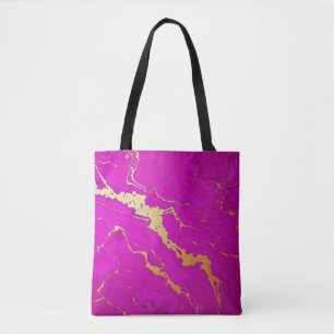 Bolso De Tela Marble rosa y oro glamoroso