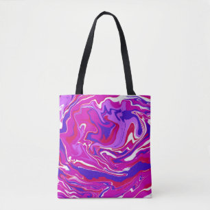 Bolso De Tela Marble rosa y púrpura nadando