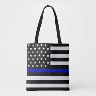 Bolso De Tela Marca de línea gris/azul delgado