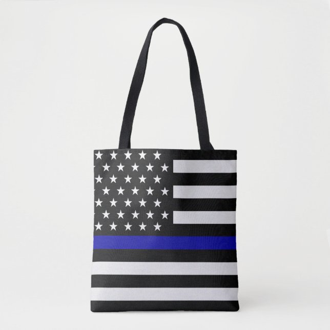 Bolso De Tela Marca de línea gris/azul delgado (Anverso)