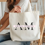 Bolso De Tela "Marca inicial y nombre rosado mínimo para el Past<br><div class="desc">Lleva tus productos básicos a la moda con esta bolsa de tetas personalizada de color rosa pastel. Este tote, con su nombre inicial y un diseño monocasco moderno y elegante, es moda y funcional. Fabricado con tejidos duraderos y de alta calidad, es perfecto para uso diario, compras de comestibles, viajes...</div>
