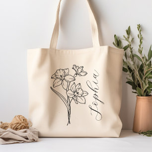 Bolso De Tela Marcha de Flores Mes de Nacimiento Personalizada