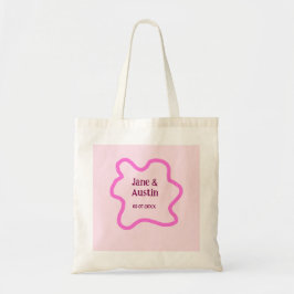 Bolso De Tela Marco de borde retro pastel rosa para boda nombre