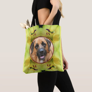 Bolso De Tela Marco de flor amarillo Lily crea tu propia foto