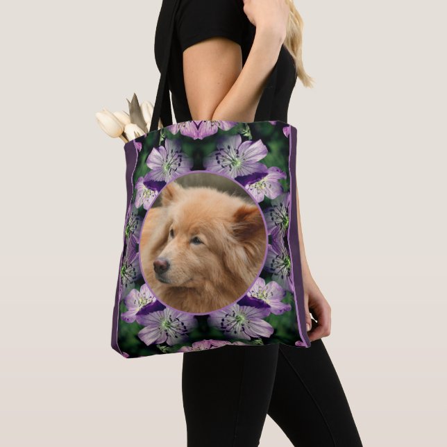 Bolso De Tela Marco de flores de geranio crea tu propia foto Mas (Detalle)