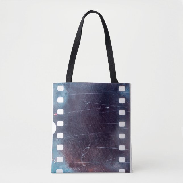Bolso De Tela marco de película de 35 mm arañado negro, textura  (Anverso)