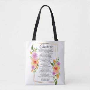 Bolso De Tela Marco Geométrico Floral Psalm 91