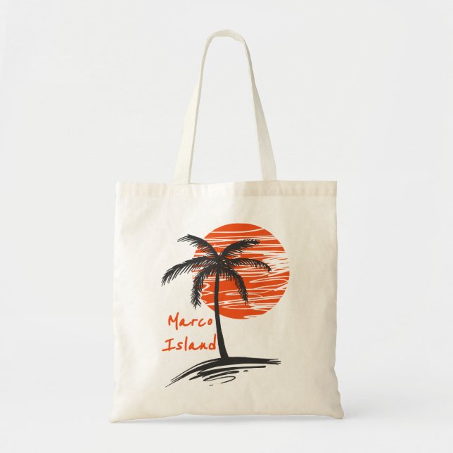 Bolso De Tela Marco Island Florida Palm Tree (Frente)