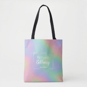 Bolso De Tela Marco Metalizado del efecto arcoiris holográfico m