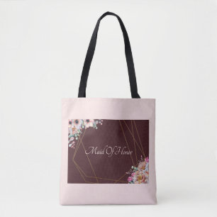 Bolso De Tela Marcos Geométricos Florales de Anémona Rosa Elegan