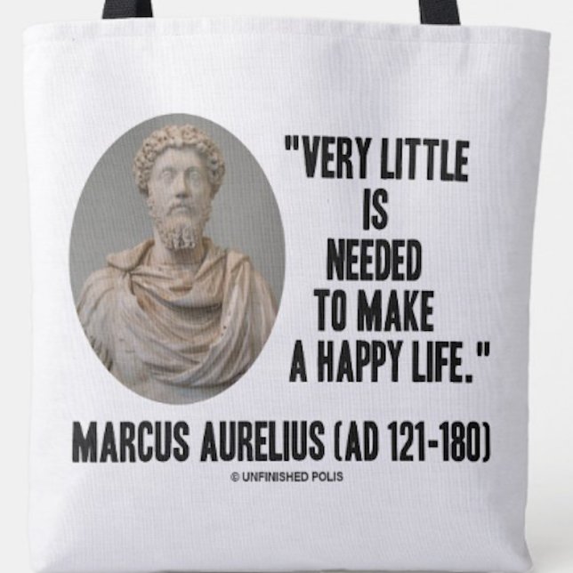Bolso De Tela Marcus Aurelius Muy Poco Necesario Para Hacer Feli (Inspirational tote bag featuring words of wisdom by Marcus Aurelius)