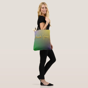 Bolso De Tela Mardi Gras Amarillo, Púrpura, Verde