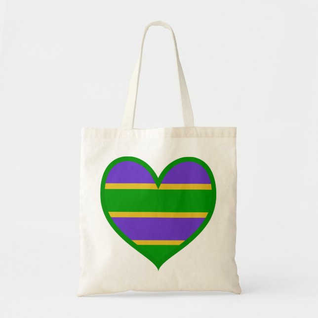 Bolso De Tela Mardi Gras Corazón rayado (Frente)