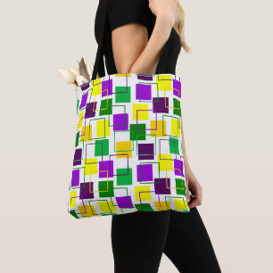 Bolso De Tela Mardi Gras cuadradas y líneas generales
