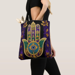Bolso De Tela Mardi Gras Gold Purple Green Hamsas Art