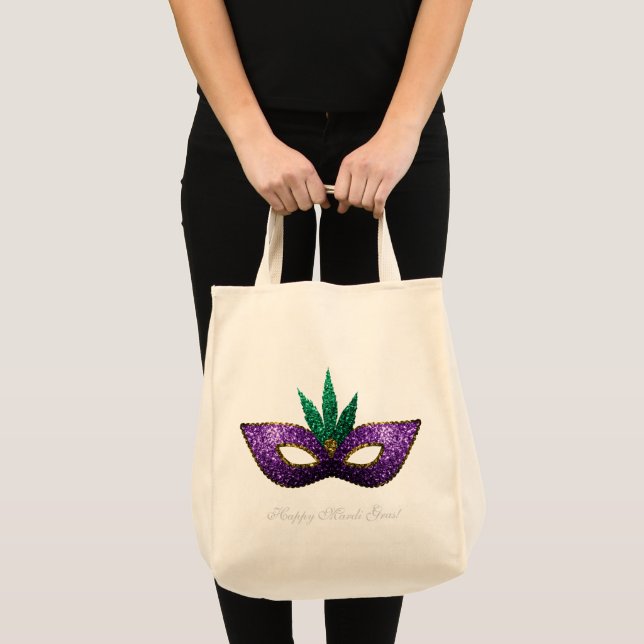 Bolso De Tela Mardi Gras Mask Morple Green Gold Sparkings (Anverso (producto))