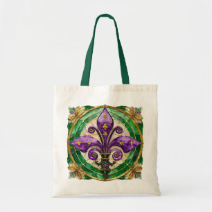 Bolso De Tela Mardi Gras Sained Glass Fleur de lis