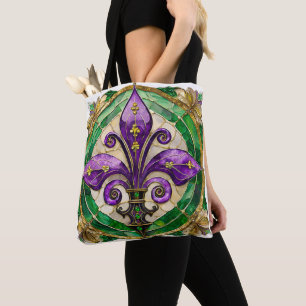 Bolso De Tela Mardi Gras Sained Glass Fleur de lis