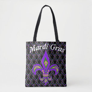 Bolso De Tela Mardi gras y Fleur de Lis