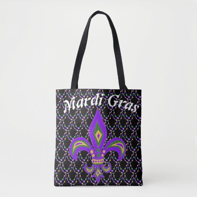 Bolso De Tela Mardi gras y Fleur de Lis (Anverso)