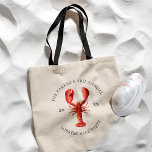 Bolso De Tela Marea roja| Hortija de bogavante/hervir<br><div class="desc">Bolsos de té con temas de langosta personalizados para su próximo Fiesta o evento de marisco.  Cuenta con un ilustracion acuático de langosta. En los alrededores hay lugares para su información única de eventos.</div>