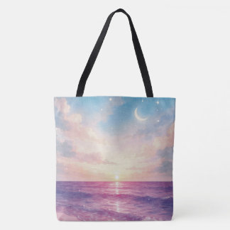 Bolso De Tela Mareas Celestiales al Crepúsculo de la Luz de los