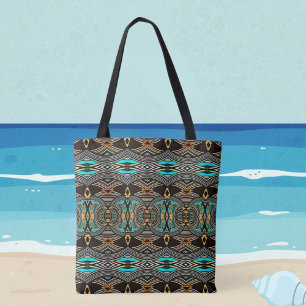 Bolso De Tela Mareas turquesas Resumen Tote tribal