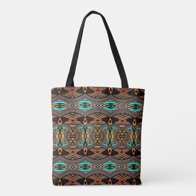 Bolso De Tela Mareas turquesas Resumen Tote tribal (Reverso)