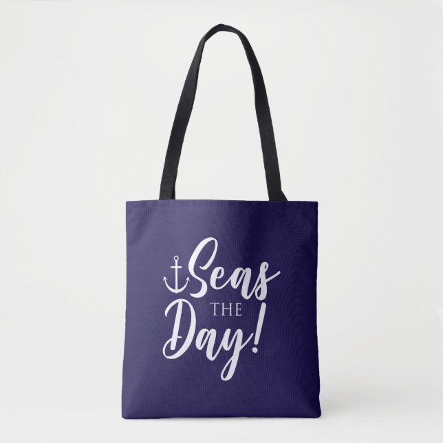 Bolso De Tela ¡Mares el día! Nautical (Anverso)