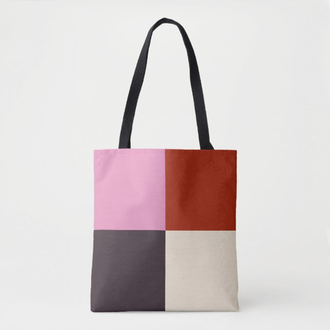 Bolso De Tela Marfil de berenjena rosa rojo (Anverso)