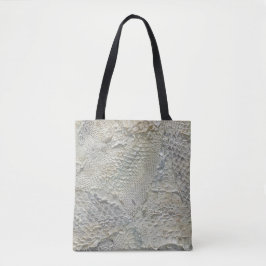 Bolso De Tela Marfil Snake Skine Tote Bag Blanco