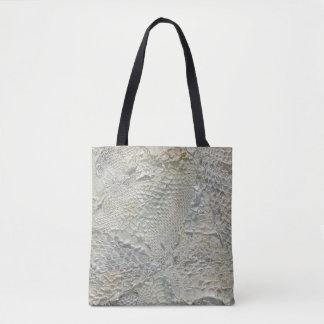 Bolso De Tela Marfil Snake Skine Tote Bag Blanco