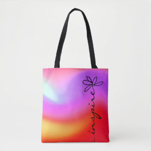 Bolso De Tela margarita artística con la palabra "inspirar"