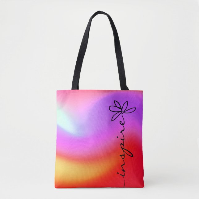 Bolso De Tela margarita artística con la palabra "inspirar" (Anverso)