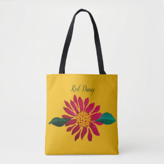Bolso De Tela Margarita Roja en Blanco