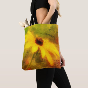 Bolso De Tela Margarita Single Black Eyed Susan con arte angusti