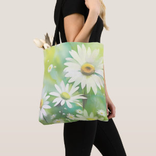 Bolso De Tela Margaritas Blancas