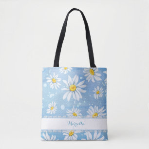 Bolso De Tela Margaritas blancas de la acuarela