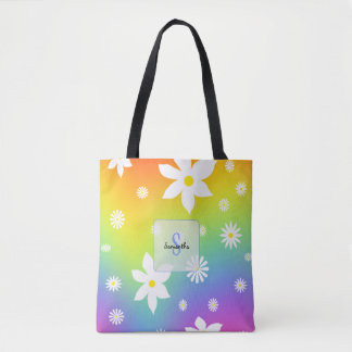 Bolso De Tela Margaritas Blancas y Amarillas