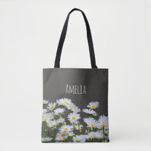 Bolso De Tela Margaritas en gris