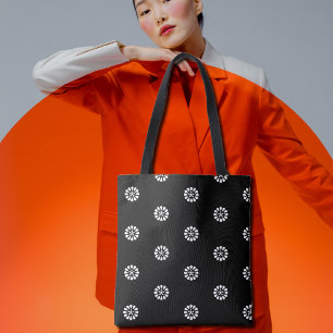 Bolso De Tela Margor blanco y negro - Patrón art decó