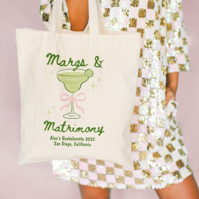Bolso De Tela Margs & Matrimony Bachelorette Personalizado (Margs & Matrimony Bachelorette Custom Tote Bag)